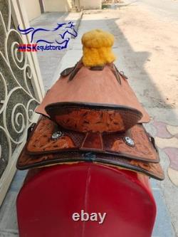 Western pleasure leather Horse Saddle rough out/hard seat 17-inch free shipping