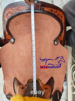 Western pleasure leather Horse Saddle rough out/hard seat 17-inch free shipping