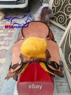 Western pleasure leather Horse Saddle rough out/hard seat 17-inch free shipping