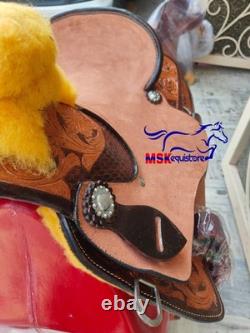 Western pleasure leather Horse Saddle rough out/hard seat 17-inch free shipping
