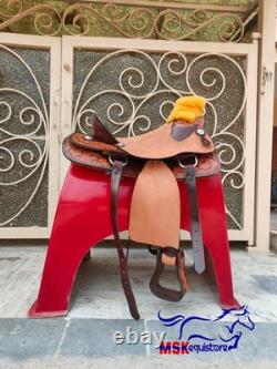 Western pleasure leather Horse Saddle rough out/hard seat 17-inch free shipping