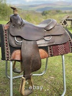 Western saddle by Tex Tan 16 inch Full quarter horse Roping