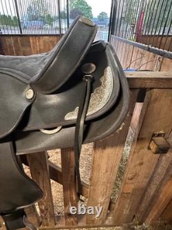 Wintec western 15 saddle fqhb black with silver