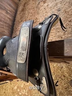 Wintec western 15 saddle fqhb black with silver