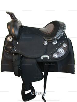 YOUTH WESTERN SADDLE 14 in KIDS BARREL RACING TRAIL SYNTHETIC CORDURA USED SET