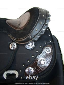 YOUTH WESTERN SADDLE 14 in KIDS BARREL RACING TRAIL SYNTHETIC CORDURA USED SET