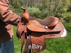 Youth 11.5 Western Show Saddle Brown with Silver accents