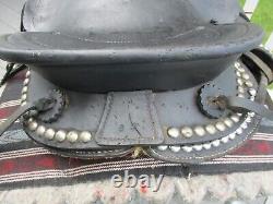 Youth Pony 12'' Black leather studded western trail parade saddle pony BARS