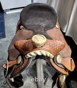 Youth/Pony Western saddle 12 1/2 suede seat V. H. Saddlery Circle M Basket Stamp