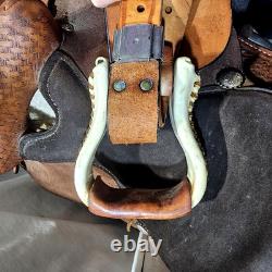 Youth/Pony Western saddle 12 1/2 suede seat V. H. Saddlery Circle M Basket Stamp