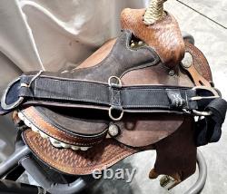 Youth/Pony Western saddle 12 1/2 suede seat V. H. Saddlery Circle M Basket Stamp