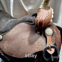 Youth/Pony Western saddle 12 1/2 suede seat V. H. Saddlery Circle M Basket Stamp