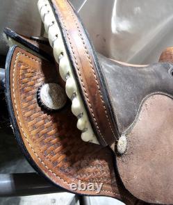 Youth/Pony Western saddle 12 1/2 suede seat V. H. Saddlery Circle M Basket Stamp