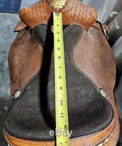 Youth/Pony Western saddle 12 1/2 suede seat V. H. Saddlery Circle M Basket Stamp
