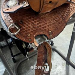 Youth/Pony Western saddle 12 1/2 suede seat V. H. Saddlery Circle M Basket Stamp