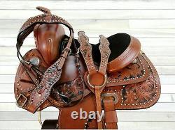 Youth Rodeo Western Saddle Used Barrel Pleasure Horse Trail Tack Set 10 12 13