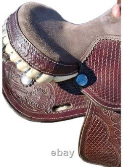 Youth Trail Pleasure Western Saddle with Silver Laced Rawhide Cantle 12