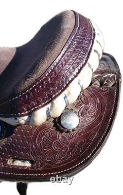 Youth Trail Pleasure Western Saddle with Silver Laced Rawhide Cantle 12