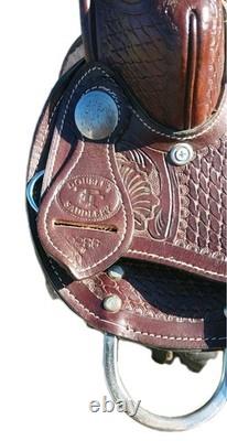 Youth Trail Pleasure Western Saddle with Silver Laced Rawhide Cantle 12