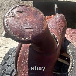 Youth Vintage Western Horse Saddle BLeather Traditional Design 13 in practice