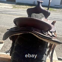 Youth Vintage Western Horse Saddle BLeather Traditional Design 13 in practice