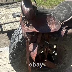 Youth Vintage Western Horse Saddle BLeather Traditional Design 13 in practice