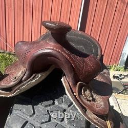 Youth Vintage Western Horse Saddle BLeather Traditional Design 13 in practice