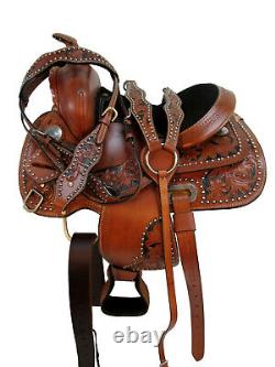 Youth Western Barrel Saddle Kids Pleasure Horse Trail Used Leather Tack 10 12 13